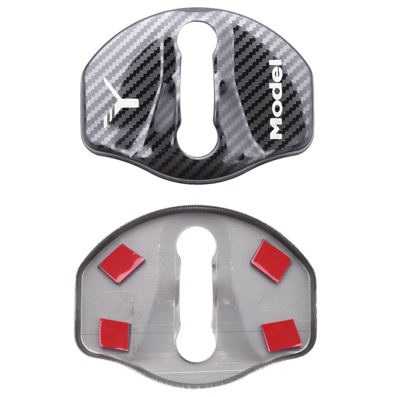 

Model 3 Door Latch Lock Cover Interior Accessories Stainless Steel Cover Pack 4Pcs for Tesla Model 3 2017 2018 2019(Carbon Fiber