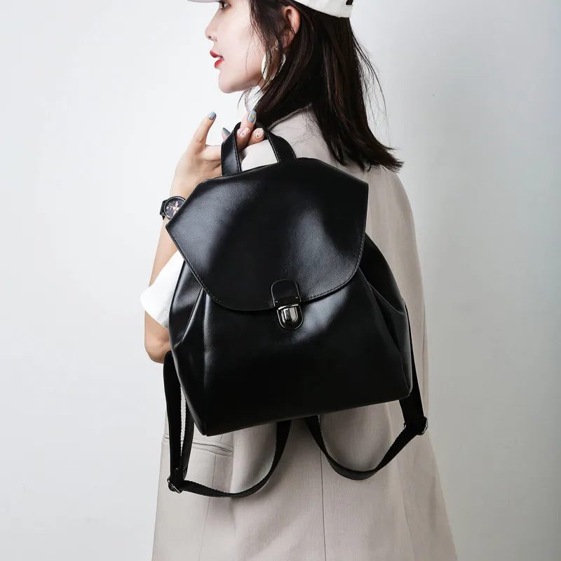 

Vintage Women Backpack Black Pu Leather School Bags for Teenage Girl Luxury Brand Rucksack Wild Satchel Female Travel Backpacks