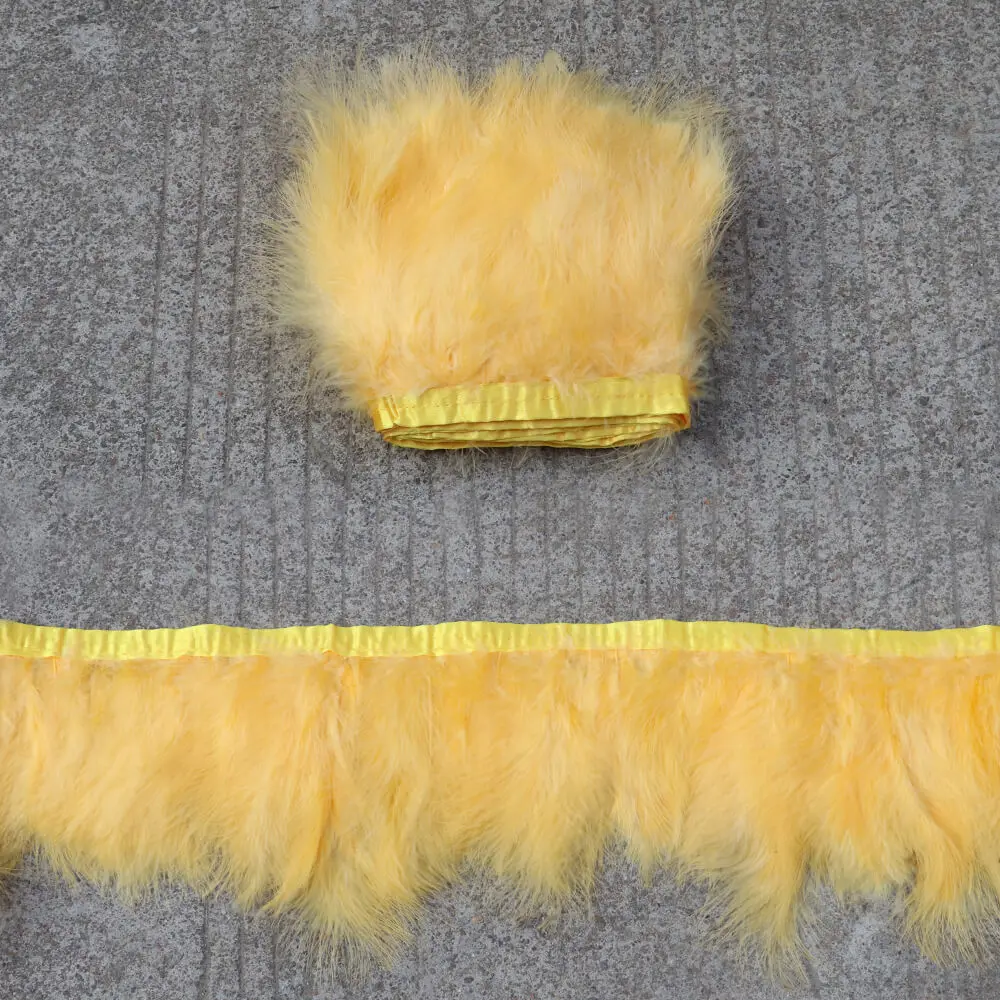 2 ярдов/партия, белая пушистая отделка перьями марабу, высота 6-8 дюймов, перья, лента для шитья одежды, свадебное платье, украшение - Цвет: gold