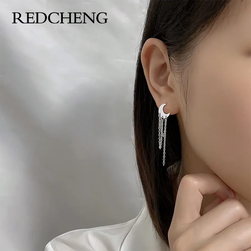 

REDCHENG 925 штамп Луна Любовь Сердце Звезда кисточки серьги для женщин модные шикарные вечерние предотвращающие аллергию Ювелирные изделия Под...