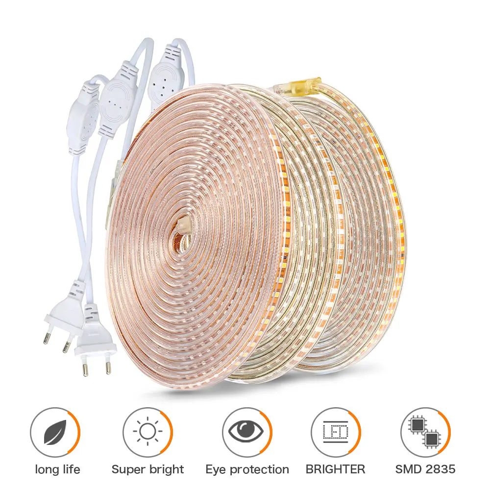 Светодиодная лента 220 В SMD2835 водонепроницаемая IP67 120 светодиодов/м|led strip light|strip
