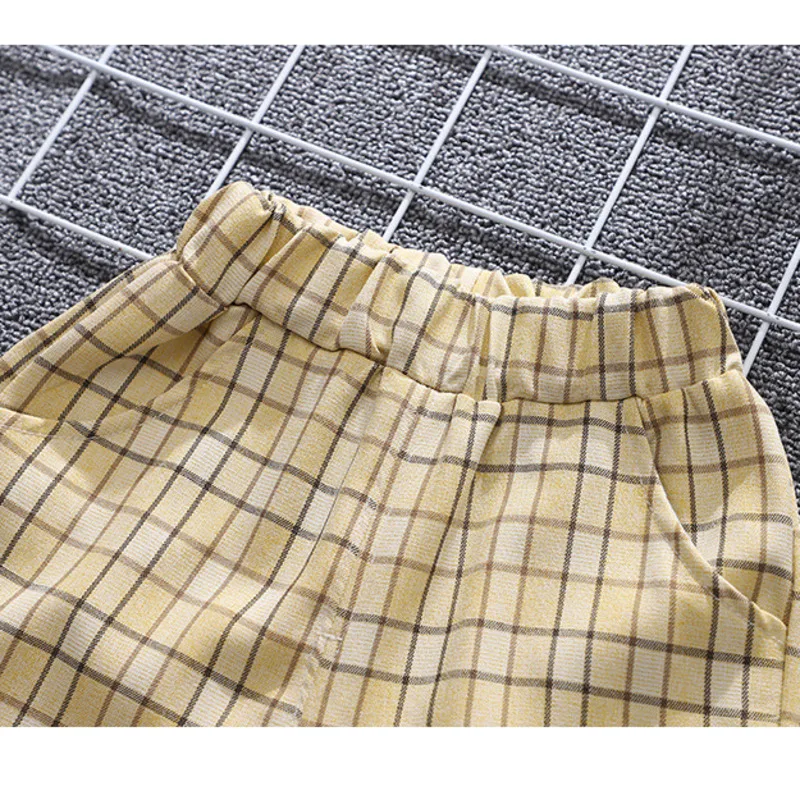 Summer Baby Girls Fashion Clothes Children Boys Cotton T Shirt Shorts 2Pcs/sets Kids Infant Lattice Clothing Toddler Sportswear