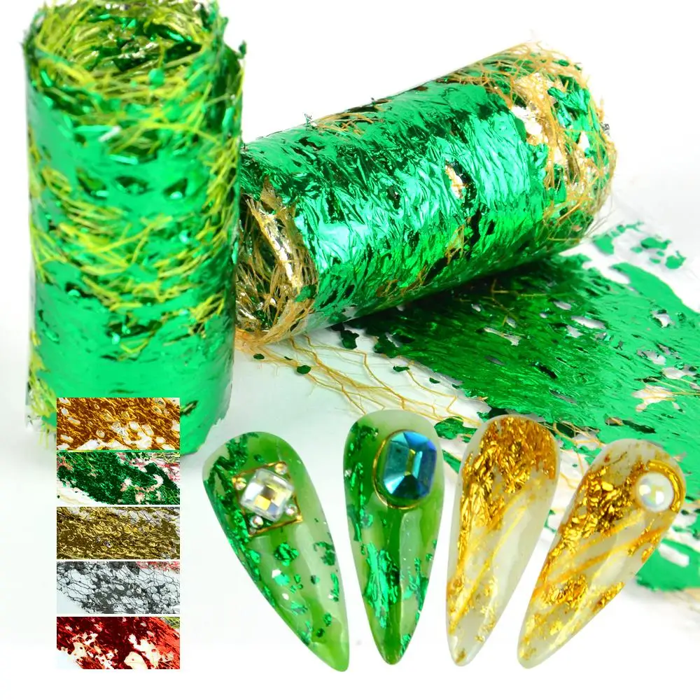 

17 Colors 3D Nail Art Stickers Aluminum Foil Paper Decals Mesh Net Sliders Laser Hollow Silk Tape Nail Art Polish Decoration