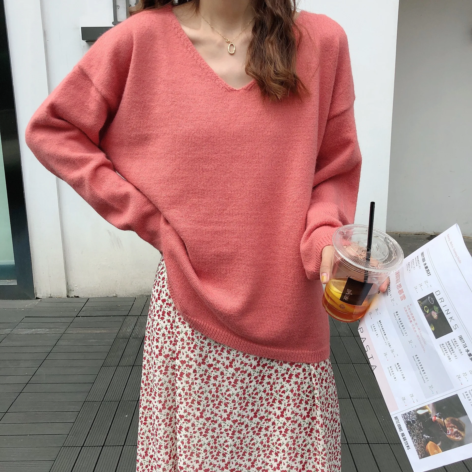 Женский свитер повседневный трикотажный с длинным рукавом |