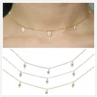 Цепочка-чокер женская из серебра 2021 пробы с кубическим цирконием, с подвеской от сглаза, свадебный подарок, лето 925