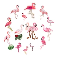 14pcs flamingo animal patches for clothing iron on embroidered sewing applique fabric badge diy apparel accessori decoration