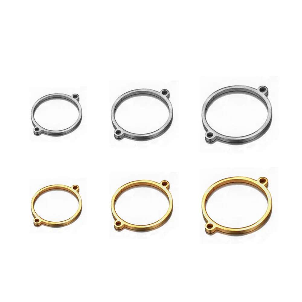 10 шт./лот круглые подвески из нержавеющей стали с двойным отверстием подходят для