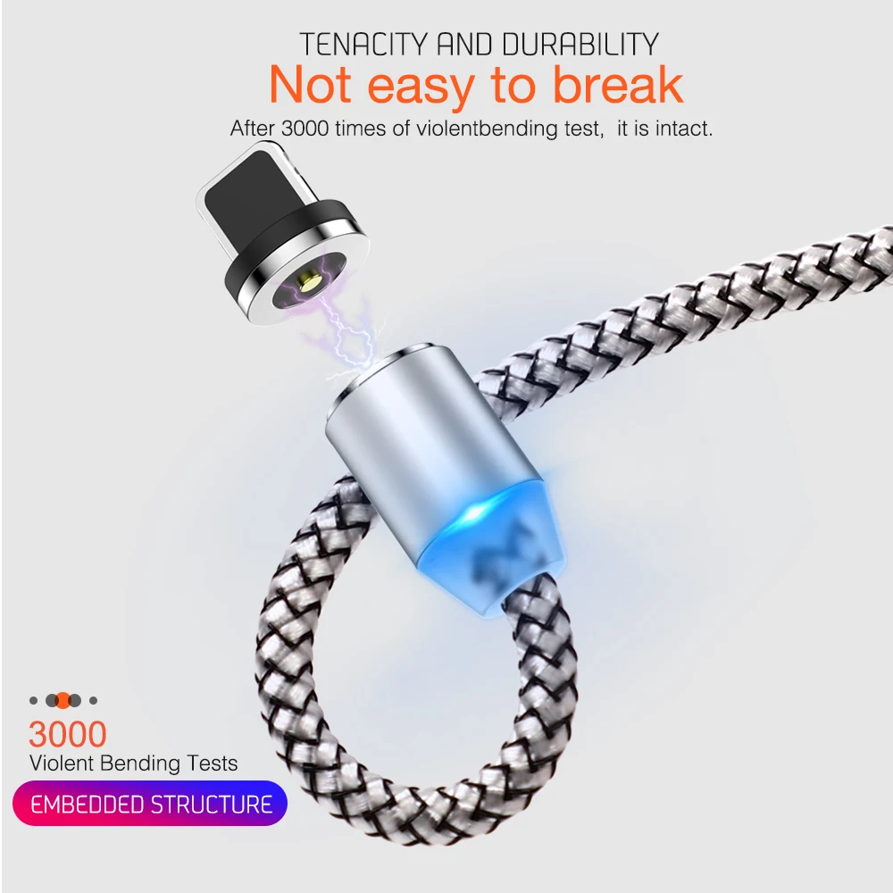 Магнитный Micro usb type-C кабель для iPhone 11 Pro XS Max 7 8 Plus samsung Android 3A кабель для быстрой зарядки и передачи данных 2 м USBC type C зарядное устройство