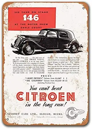 

Coffee Club Office Wall Decor Home 1952 Citroen Automobiles Vintage Tin Signs Cars Metal Bar Poster Bar Man Cave 8x12 inches