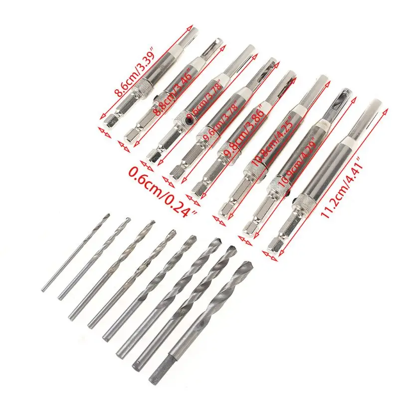 

Self Centering Hinge Tapper Core Drill Bit Set for Woodworking Adjustable Door Window Replacement Twist Tools