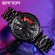 SANDA 2021Sports Men Fashion Hot sale Car Rim Watch 360 Degree Rotating Rim Dial Watch Stainless Steel Waterproof Quartz Clock Other Image