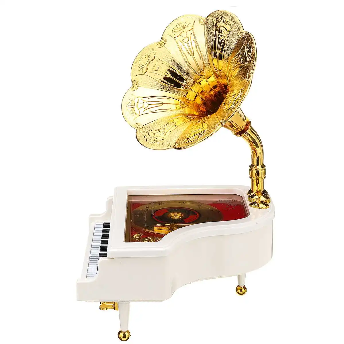 Винтажная музыкальная шкатулка в стиле ретро для пианино механическое Золотая