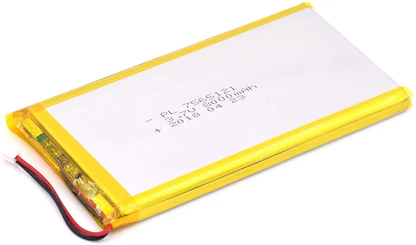 

AKZYTUE 3.7V 8000mAh 7565121 Rechargeable Lipo Battery with JST Connector