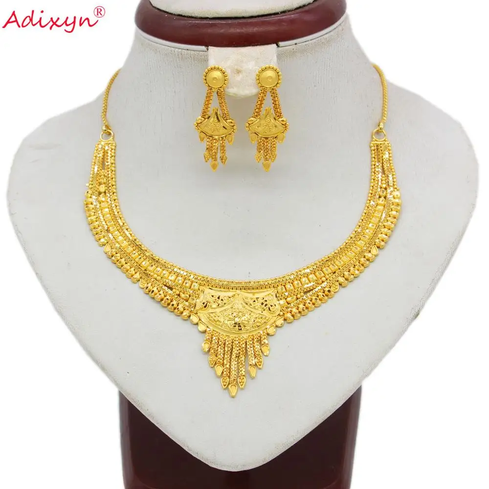 Adixyn этнические ювелирные изделия серьги/ожерелье золотой цвет Африканский