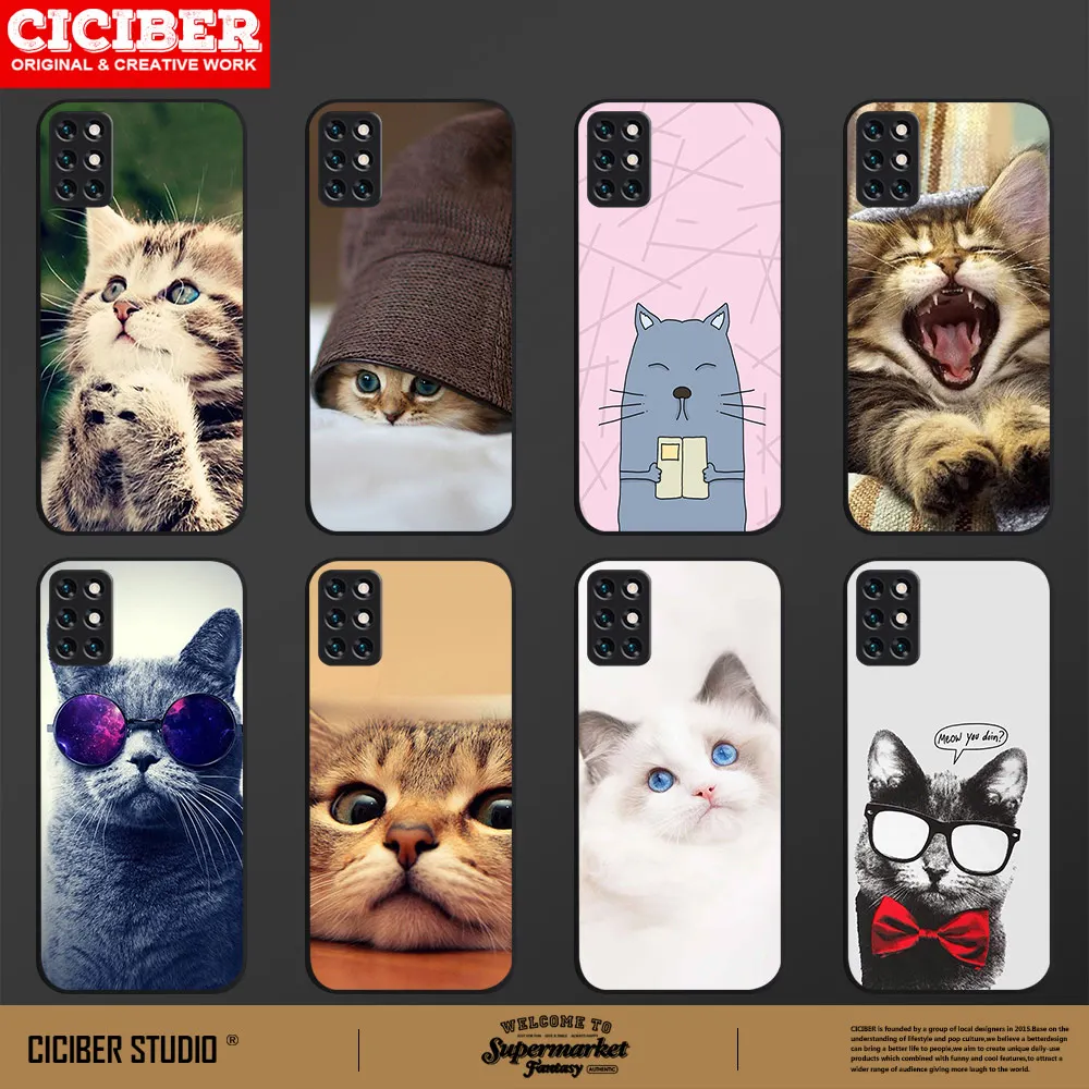 

Animal Cat Cover for Oneplus 8 8T 9 9R 7 7T 6 6T Pro Nord N10 N100 Phone Cases For1+8 1+7 1+6 1+9 1+9R Black TPU Phone Cases