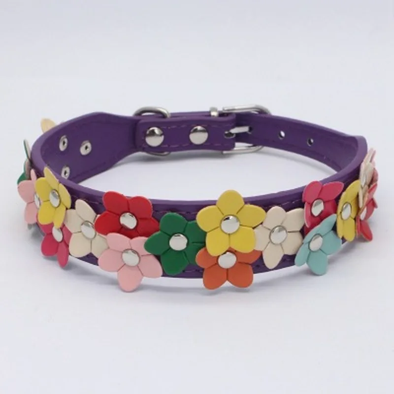 pet products dog collar fashion colorful leather PU traction |