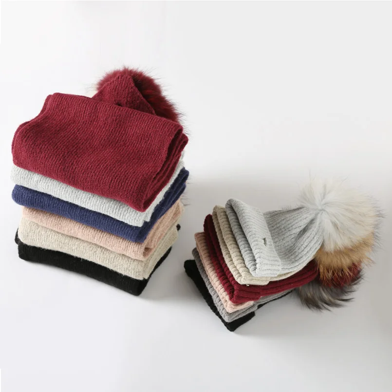 Новинка 2022 зимняя шапка шарф для женщин Шапка-бини девушек вязаная и Большой