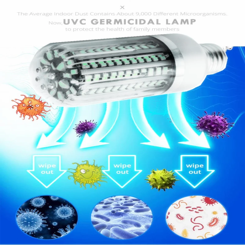 Новая УФ бактерицидная лампа E27 Led UVC светильник с пультом дистанционного