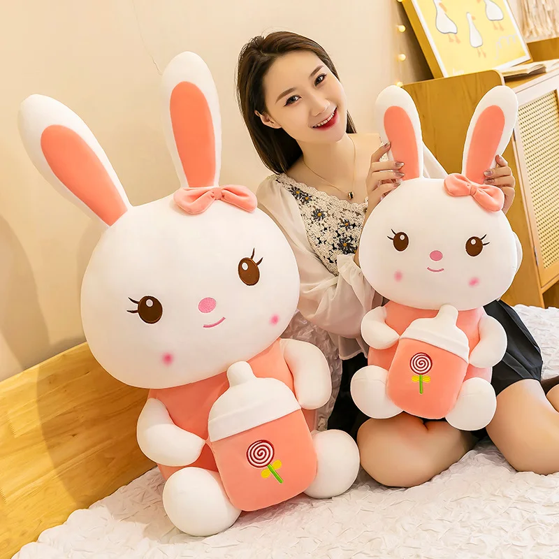 

35-85 Cm Kawaii Baby Bottle Rabbits Cute Healing Animal Plush Toys Children To Sleep With игрушки для детей Juguetes Para Niños
