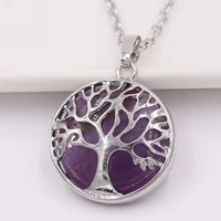 mixed gemstone crystal quartz healing tree of life jewelry necklace pendant
