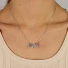 Стерлинговое Серебро 925 пробы, подарок на день матери, очаровательное открытое ювелирное изделие с надписью MAMA, простое ожерелье с подвеской из разноцветного радужного циркония