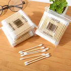 Деревянные ватные палочки с двойной головкой для женщин, макияж, ватные палочки, деревянные палочки для ушей и носа, инструменты для ухода за ребенком, деревянные палочки