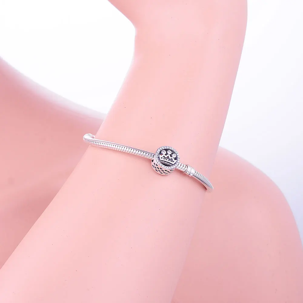 Новый 925 стерлингового серебра бисера шармы в виде короны принцессы бусины с