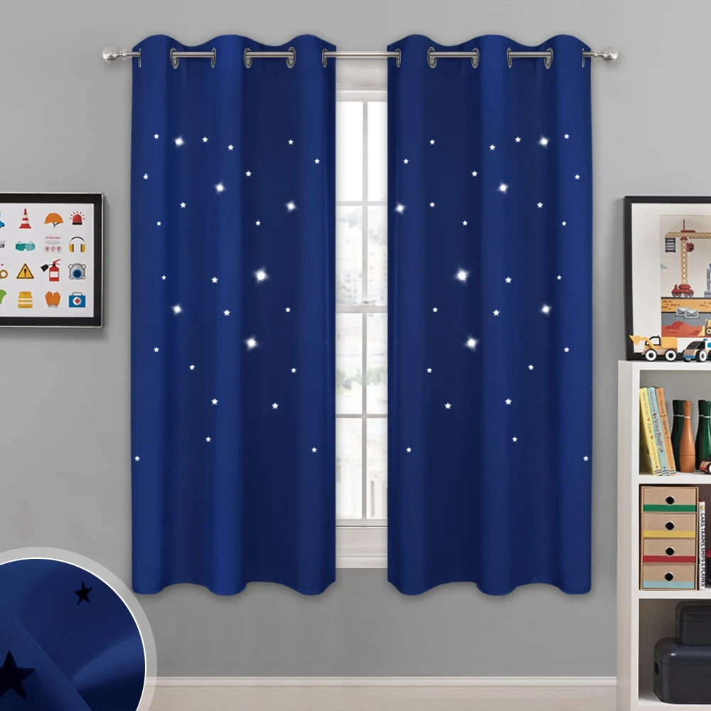 Navy Blue 1 панель, Летняя распродажа, модные затемненные занавески со звездами, японские крючки, драпировка, вечерние украшения, для кухни, дома, спальни - Цвет: Navy Blue
