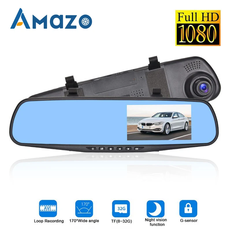 4," Автомобильное Зеркало DVR Dash камера Full HD 1080P Циклическая запись ночного видения широкий угол парковки монитор G сенсор Dash Cam Регистратор