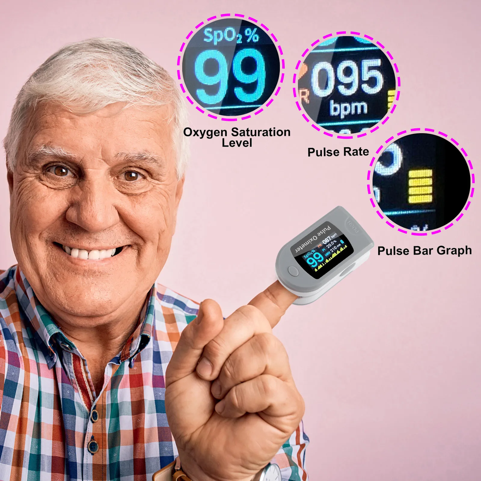 Пульсоксиметр дыхательный на кончик пальца с ЖК-экраном | Дом и сад