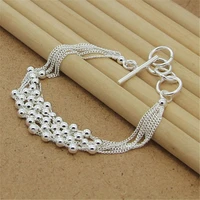 new style 925 sterling silver bracelet to buckle glossy beads multi line bracelet for women charm jewelry gifts
