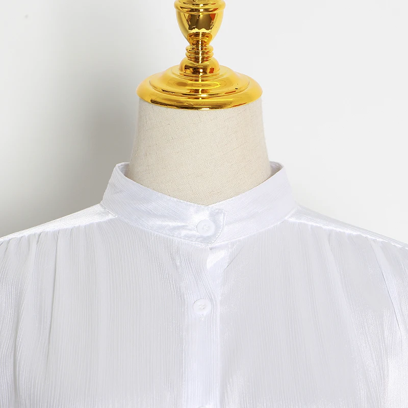 

CHICEVER White Dress For Women V Neck Three Quarter Sleeve Side Split Minimalist Lace Up Oversized Loose Dresses Female 2021 New