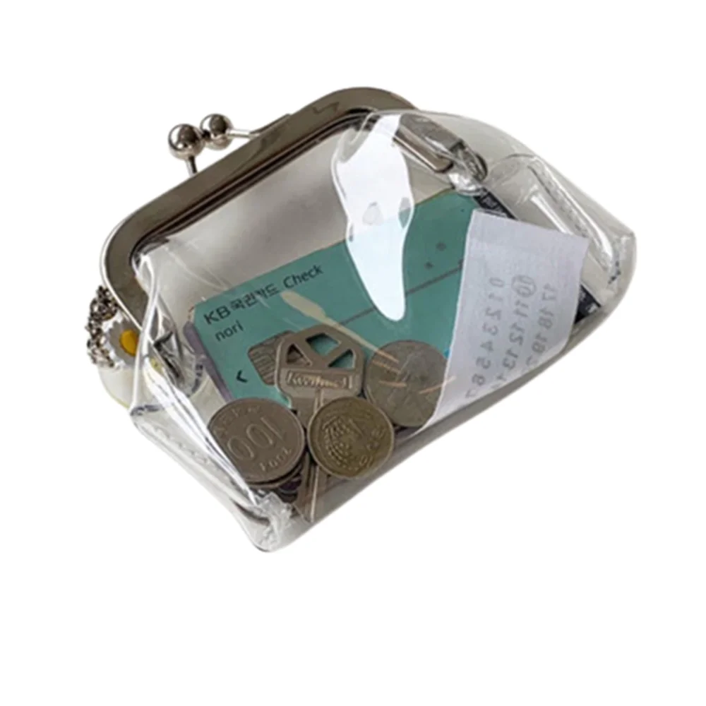 

Ins Transparent Simple Iron Mouth Clip Bag Clear PVC Coin Purse Small Things Storage Bag Portable Lipstick Bag Coin Bag Card Bag