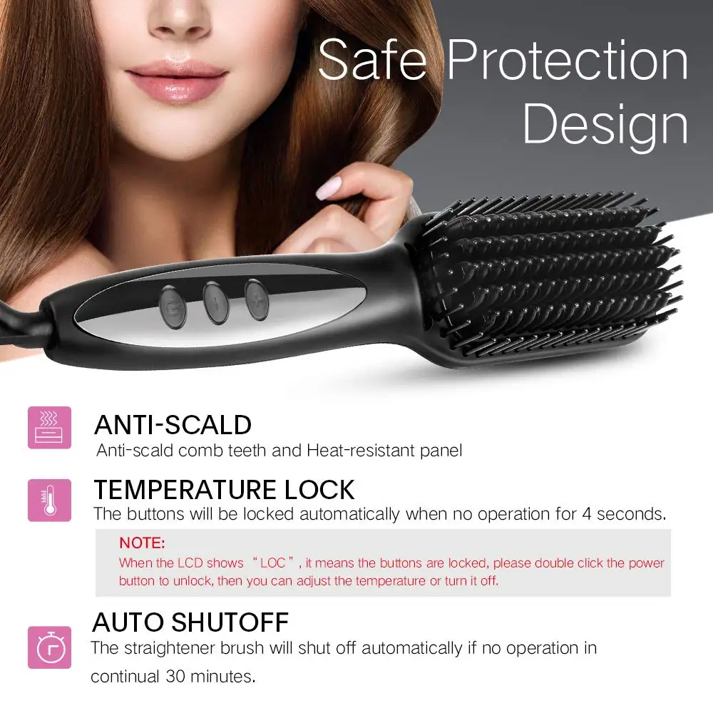 

Electric Beard Brush Protable Hair Straightening Comb Heating Hair Styling Tools Hair Steam Straight Flat Iron Brush for Men