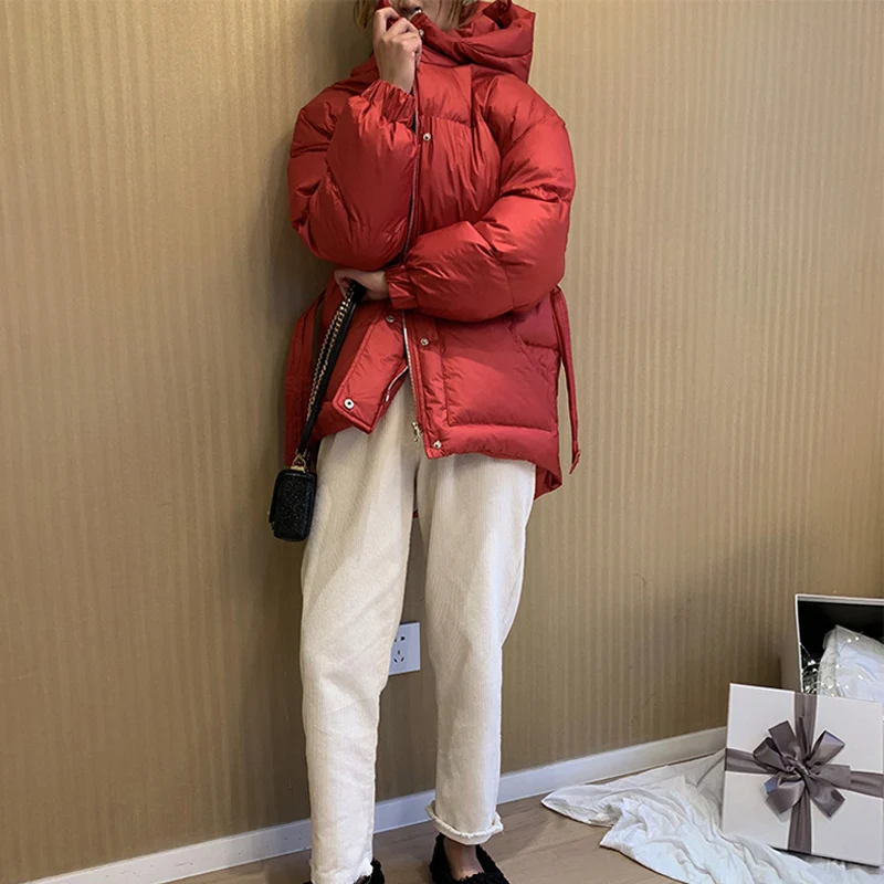 Женская парка с капюшоном Повседневная теплая воротником стойкой для