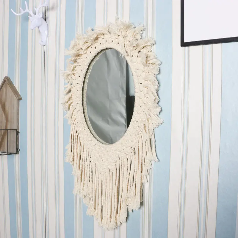 Гобелен из макраме Настенная Декорация зеркало в богемном стиле креативный