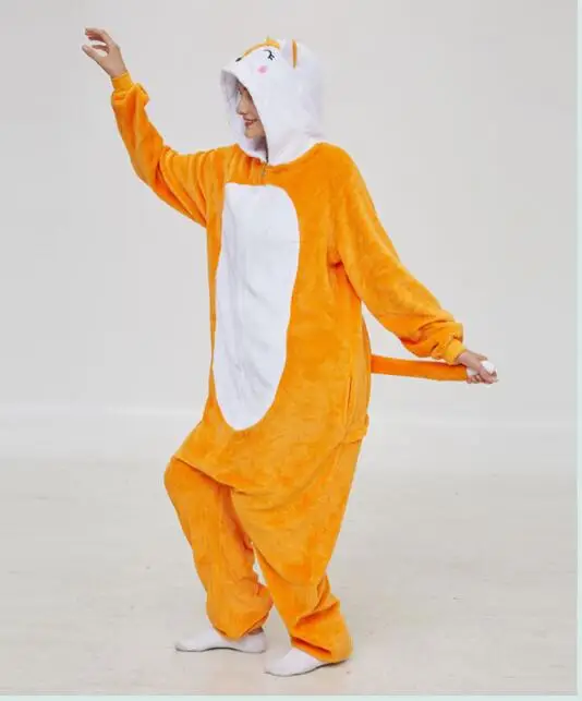 Kigurumi пижамы для взрослых фланель Новый Мягкий комбинезон в виде лисы из