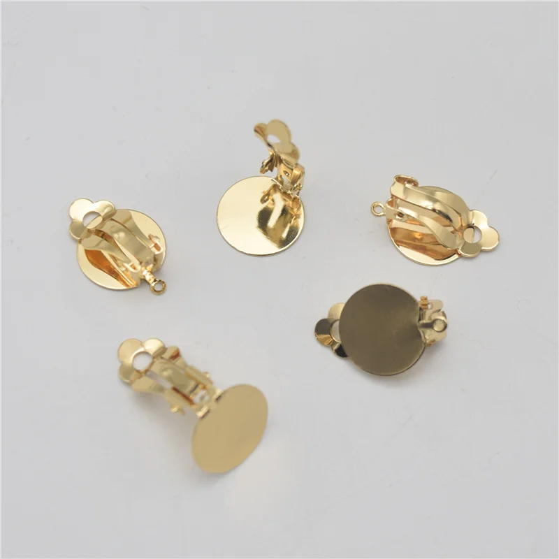 20pcs Copper Metal Ear Clips With Hooks Flat Pressure Base Ear Clip DIY No Pierced Earring FInding