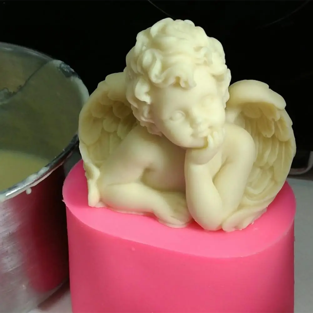 Силиконовая форма 3D в виде ангела свечи для самостоятельного изготовления мыла