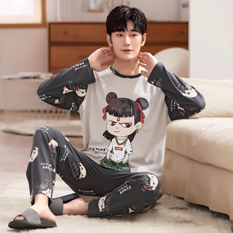 Новинка 100% осенне-зимние пижамные комплекты из 2021 хлопка с милым мультяшным
