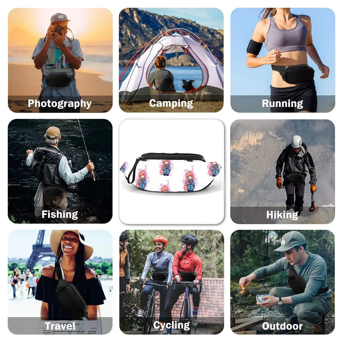 

Celeste Waist Bag Picture Polyester Waist Pack Climbing Male Bag