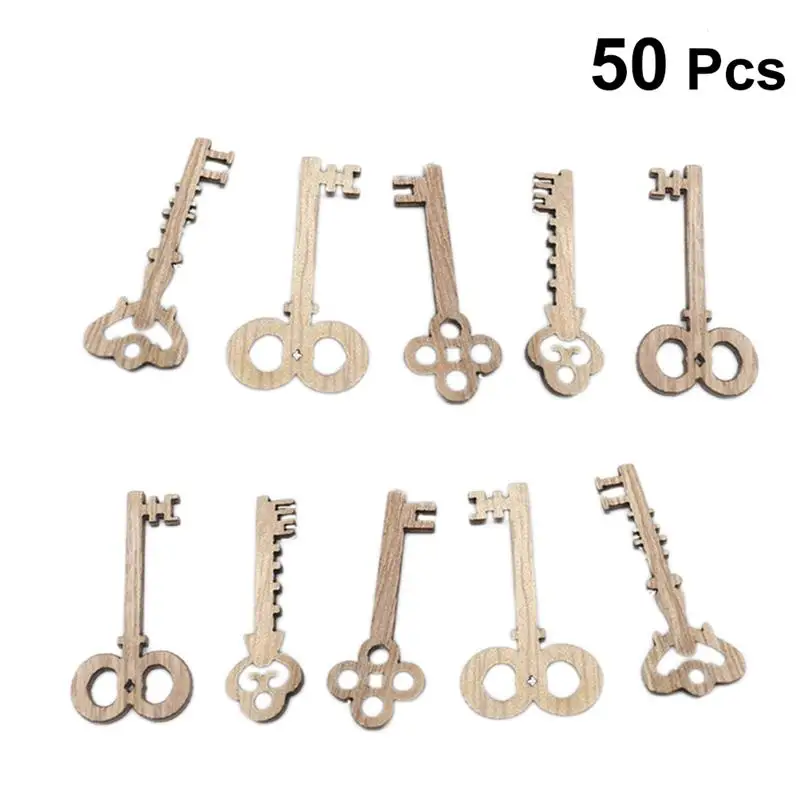 50 шт. пустые деревянные винтажные ключи украшения карты закладки скрапбукинг