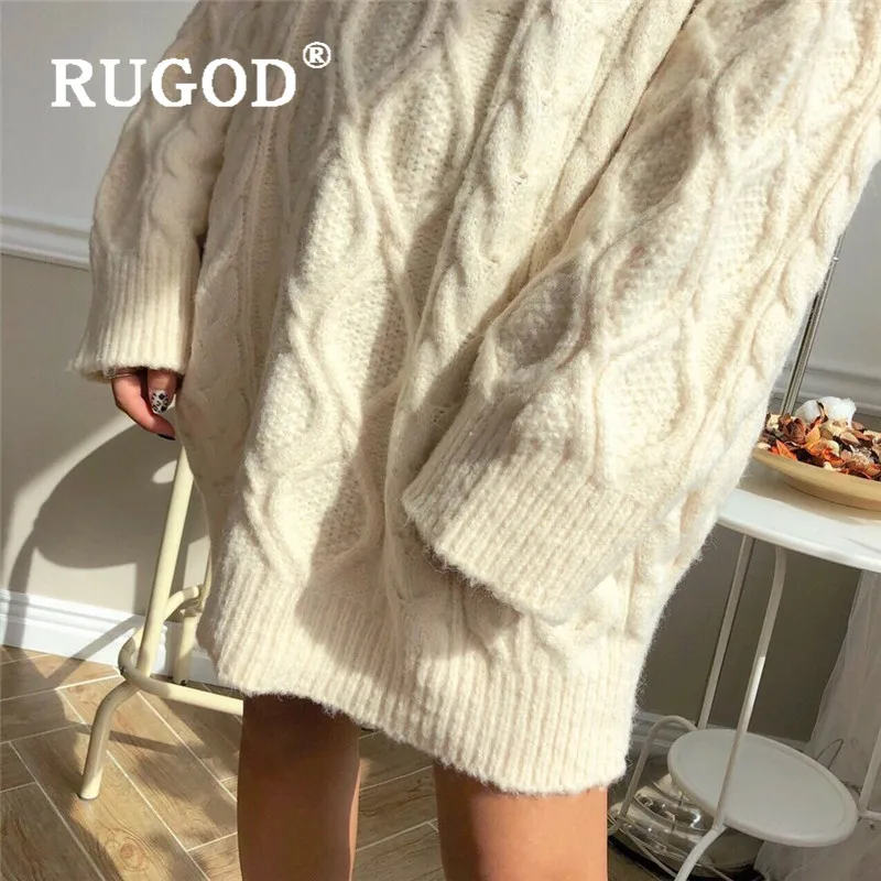 RUGOD твист толстые трикотажные пуловеры для женщин Корейский ins Винтаж Туника с