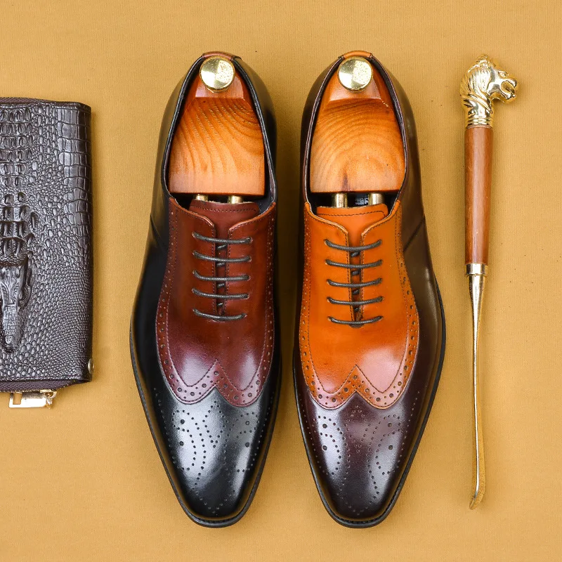 QYFCIOUFU/итальянские мужские туфли-оксфорды Дизайнерская обувь с перфорацией типа