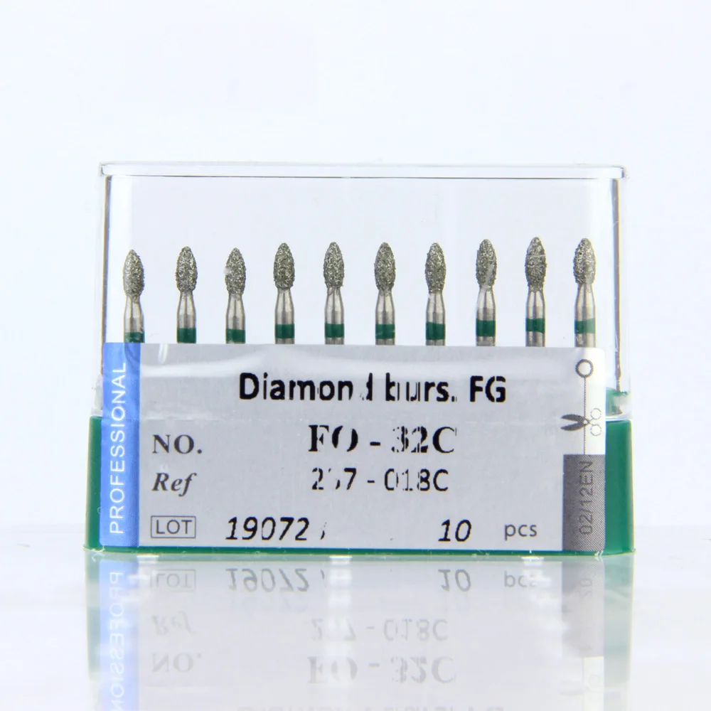 

High Speed Dental Diamond Bur FG 1.6 mm Diameter 20 PCS Drills FO Series For Resin, Porcelain, Soft Jade, Metal Dentures, Teeth