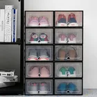 6 шт Прозрачный обувной коробки для хранения обуви коробки для обуви утолщенная для защиты обуви от пыли организатор ящик может быть накладывается комбинированный шкаф для обуви