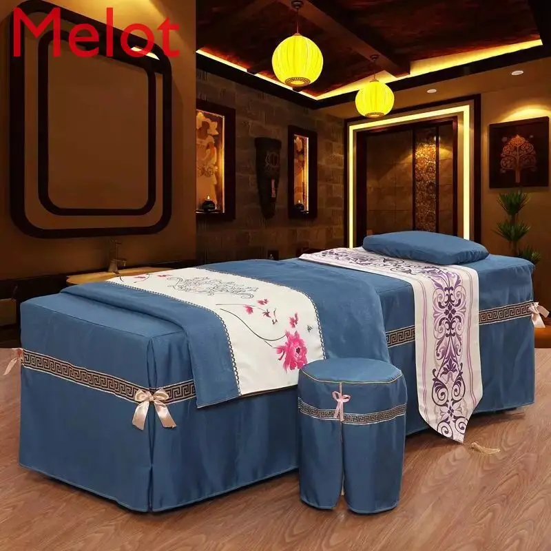 

High-End Thickened Beauty Bedspread Four-Piece Set Cotton and Linen Massage Tattoo Bed Cover