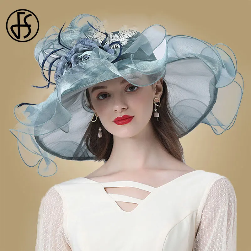 Женские шляпки с широкими полями FS розовые шляпы из органзы в стиле Кентукки