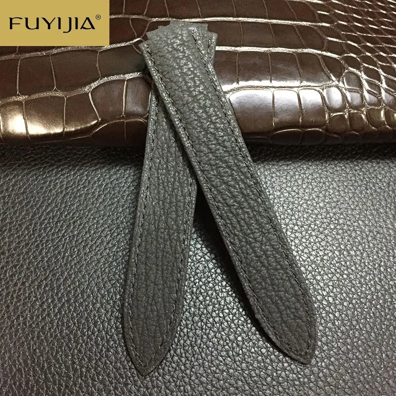 

New FUYIJIA Shark Skin Watchbands 20MM Custom BALLON BLEU DE Watch Band Men Women Genuine Leather Belt 14MM 16MM 18MM 22MM Strap