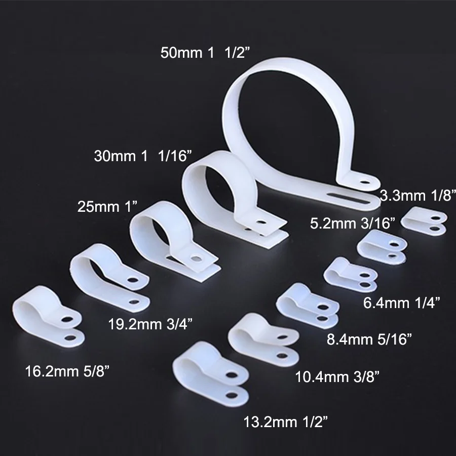 (100) нейлоновый белый кабельный зажим разных размеров C R автомобильный для аудио